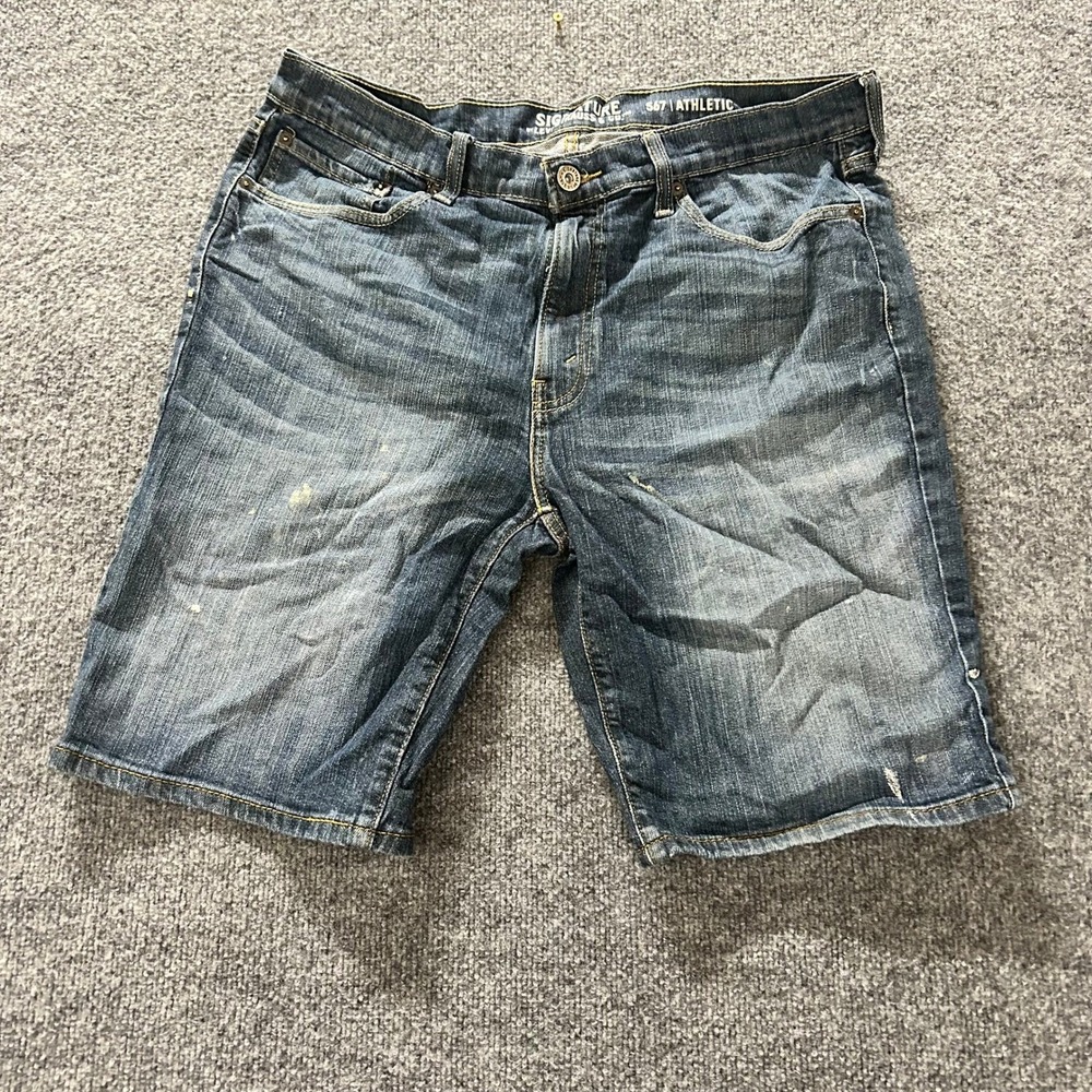 Signature by Levi Strauss Jeans Mens Size 36 Blue Straight Leg Stretch Stained